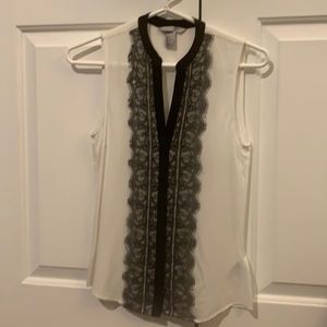 H&M tuxedo button down with lace
